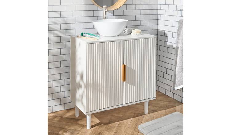 OHS Ribbed Under Sink Vanity Unit - White
