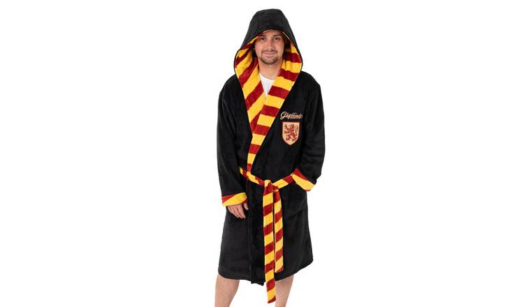 Harry Potter Gryffindor Adult Medium Unisex Hooded Bathrobe - Black