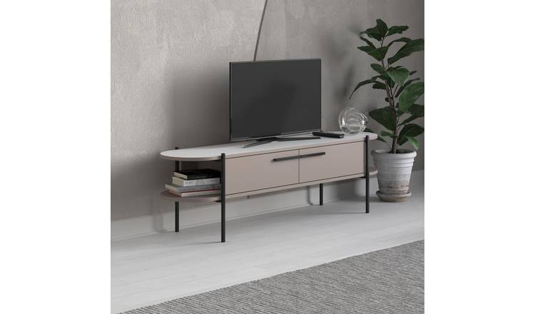 Decortie Otis TV Unit particleboard wood-effect finish - Mocha & White