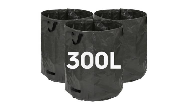 Harbour Housewares Heavy-Duty Garden Waste Bags - 300L - Black - Pack of 3