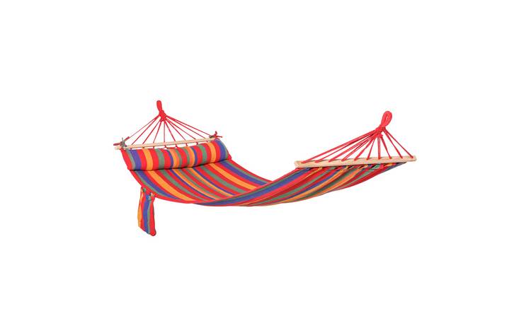 Outsunny Portable Hammock with Headrest - Rainbow Stripes