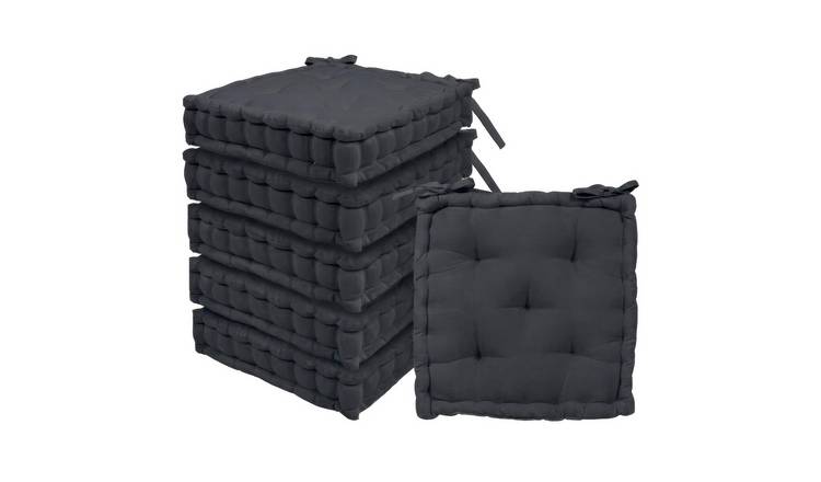 Harbour Housewares Square Seat Pads - 40 x 40cm - Black - Pack of 6
