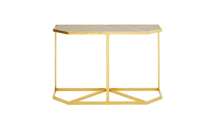 Orsina Horizon Tempered Glass Top Console Table – Black
