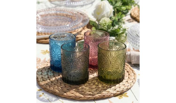 Dibor Set of 4 Rococo 300ml Glass Tumblers - Multicolour