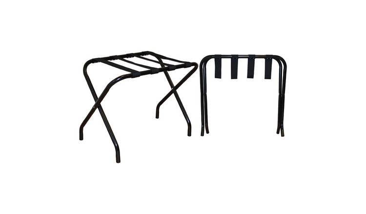 Harbour Housewares Folding Metal Luggage Racks - Black - Pack of 2