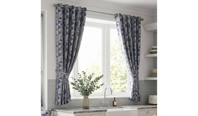 Luxury Living Nordic Lined Eyelet Curtains 229cm x 183cm - Blue