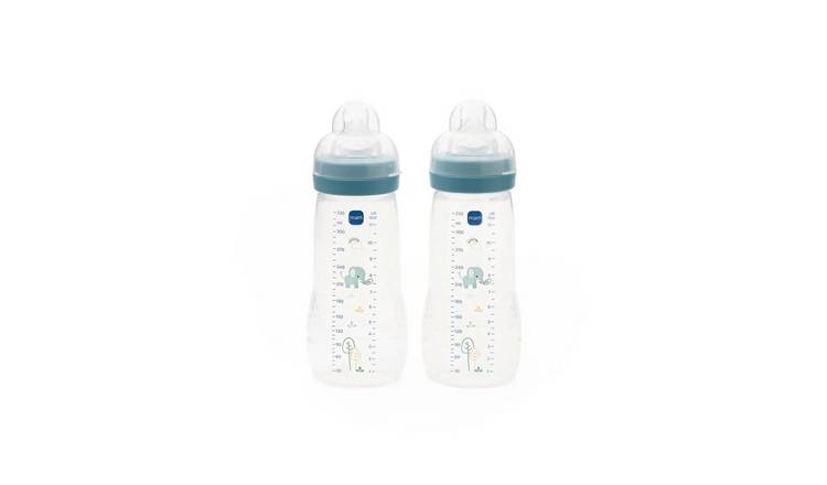 MAM Pack of 2 Easy Active 330ml Baby Bottles - Blue Assorted