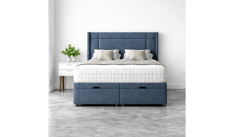 Comfy Deluxe Prince 4ft Small Double  Ottoman End Lift  Bed Set - Linen Blue