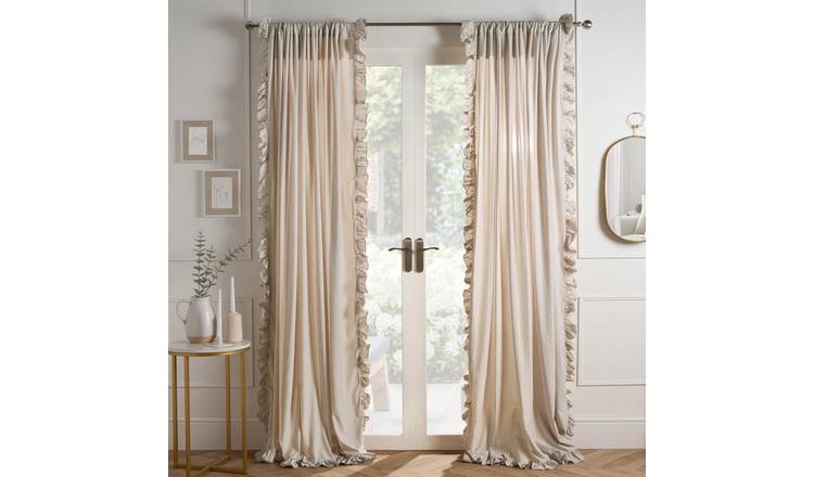 OHS Frill Voile Curtains 140 x 224cm - Beige