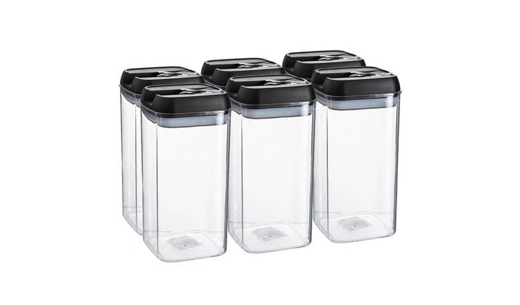 Argon Tableware Plastic Food Storage Containers - Black - Set of 6