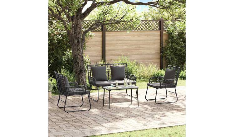 Walplus 3 Piece Garden Dining Set - Black and Anthracite - 113 x 69 x 83 cm