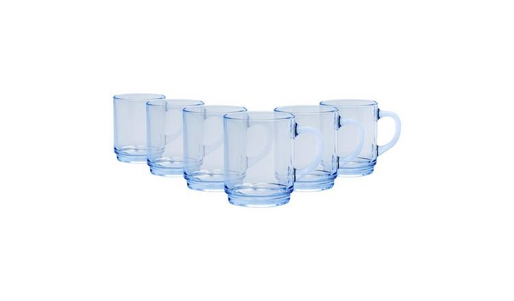 Duralex Versailles 260ml Glass Coffee Mugs Pack of 6 - Blue
