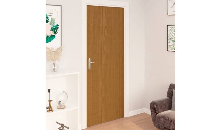 Walplus Pack of 2 PVC Self-adhesive Door Films Light - Light Oak - 210 x 90 cm