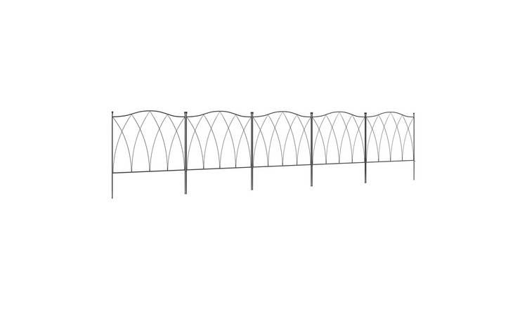 Outsunny 5PCs Decoration Outdoor Picket Fence Panels - Black