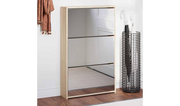 Walplus Engineered Wood Shoe Cabinet - Oak - 63 x 17 x 102.5 cm