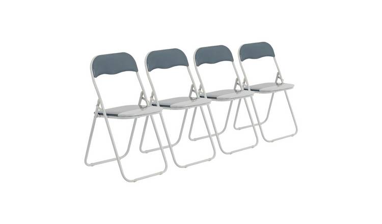 Harbour Housewares Coloured Padded Folding Chairs - Grey - Pack of 4