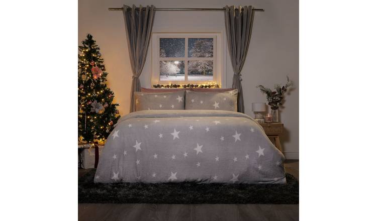 OHS Star Teddy Duvet Cover Set Grey - Double