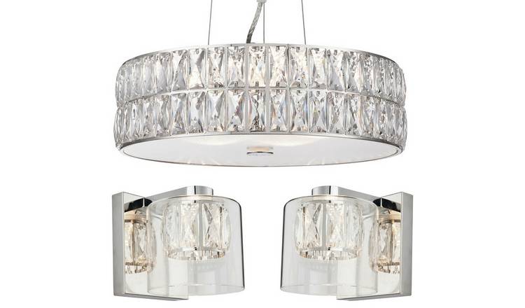 Loops Direct Crystal Glass Pendant and Wall Lights - Chrome