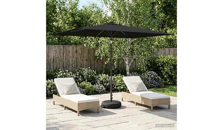Walplus Polyester Garden Parasol - Black - 290 x 190 x 235 cm