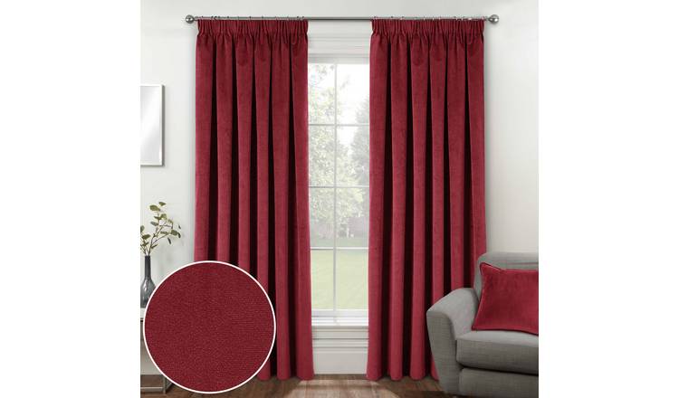 Enhanced Living Oxford Pencil Pleat Blackout Curtains - 117 x 183cm - Red