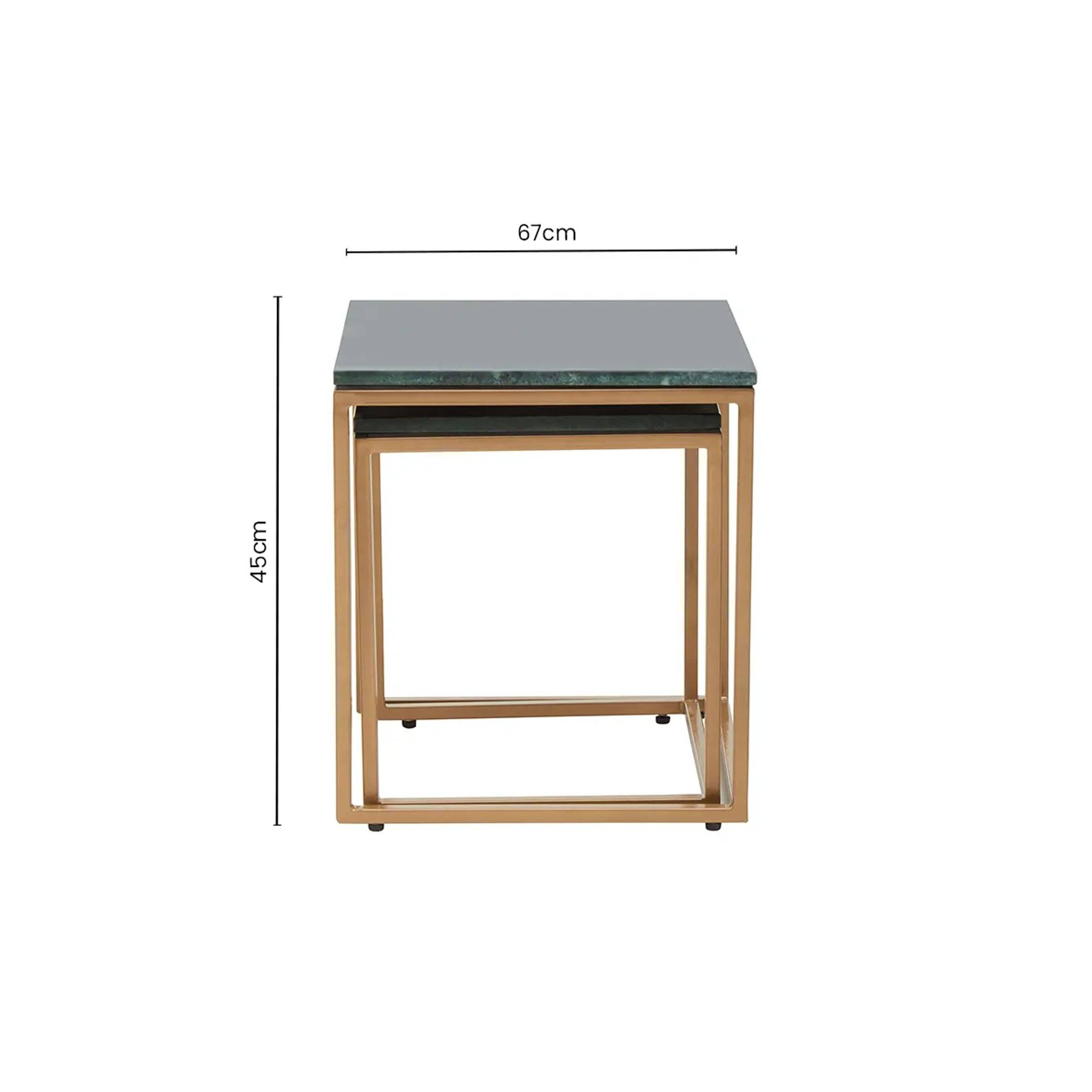 Orsina Varana Nest of Two Marble Top Tables – Green - Image 5