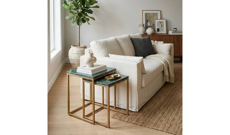 Orsina Varana Nest of Two Marble Top Tables – Green