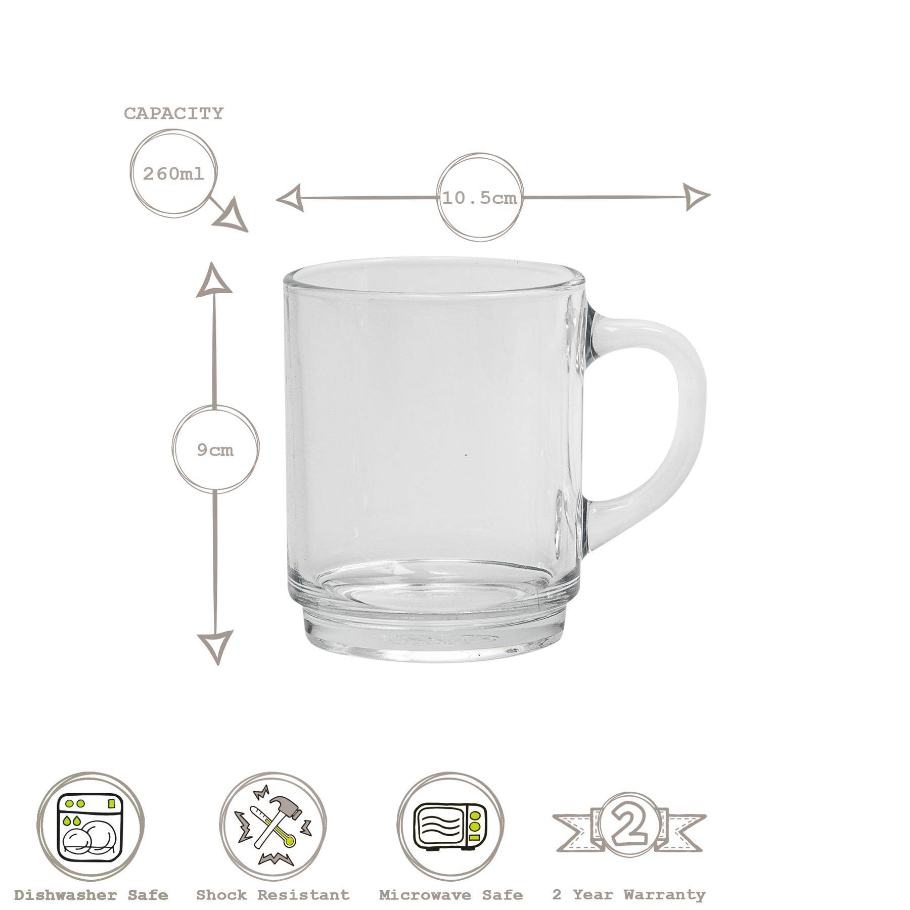 Duralex Versailles 260ml Glass Coffee Mugs Pack of 6 - Pink - Image 3