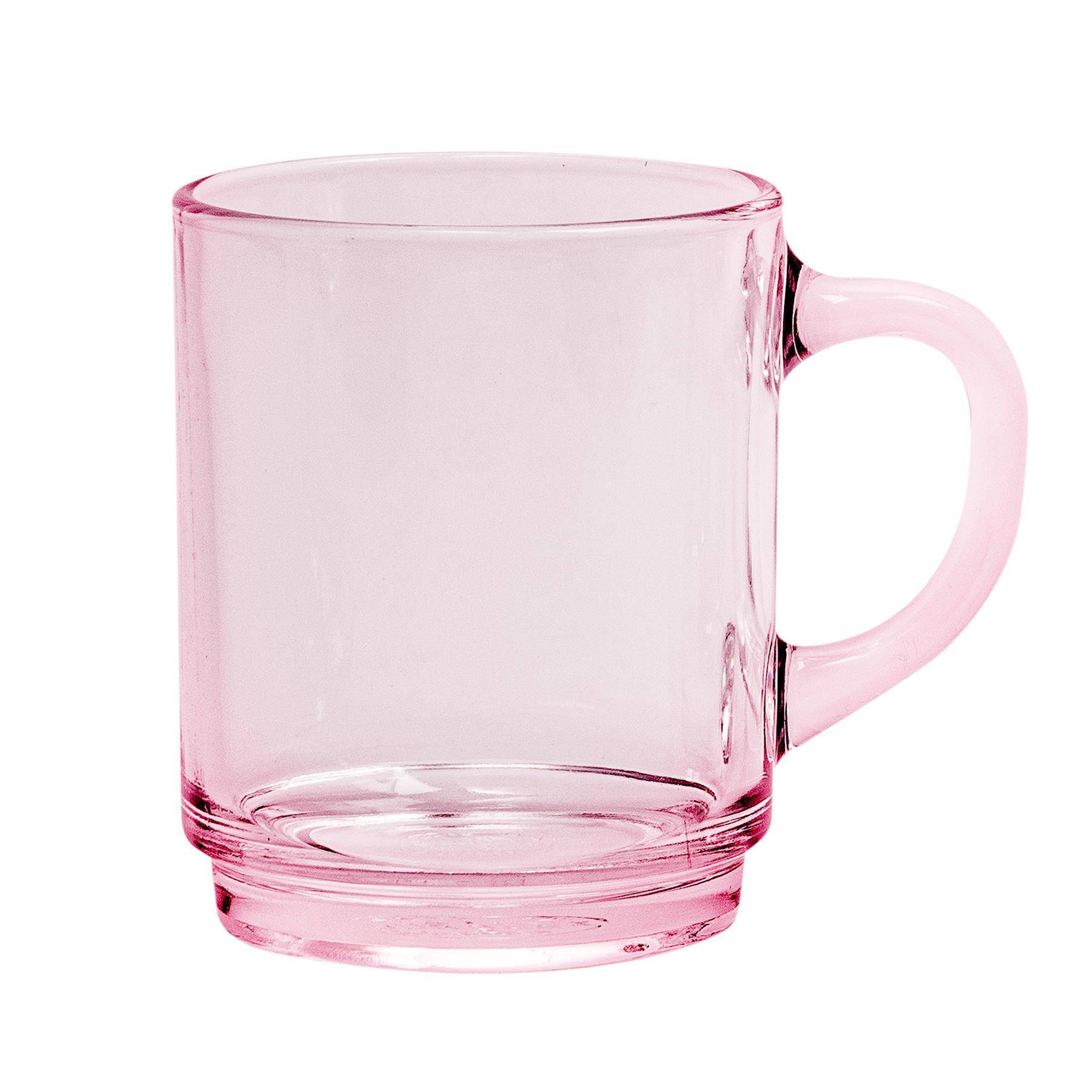 Duralex Versailles 260ml Glass Coffee Mugs Pack of 6 - Pink - Image 4