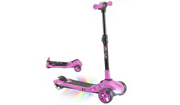 AIYAPLAY 6 to 10 Years 3 Wheel Foldable LED Electric Scooter – Pink