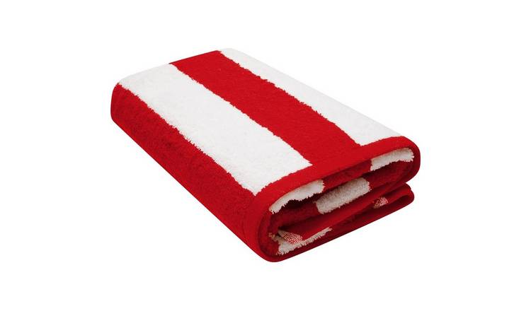 K Collection Striped Pack of 2 Red Beach Towel - 152cm x 76cm