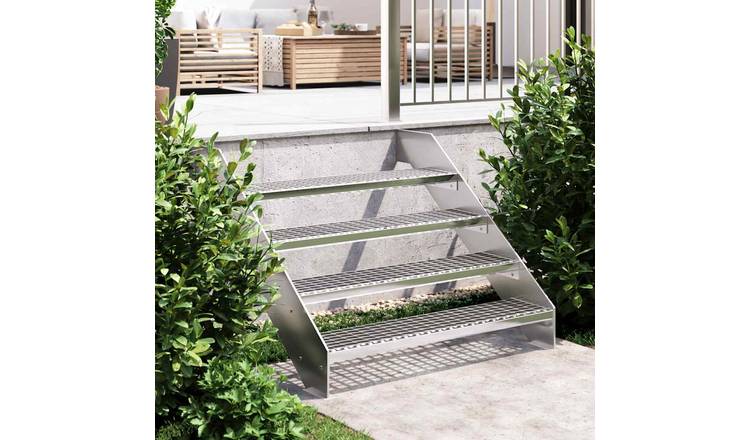 Walplus Galvanised Steel Grate Step - Silver - 100 x 24 cm