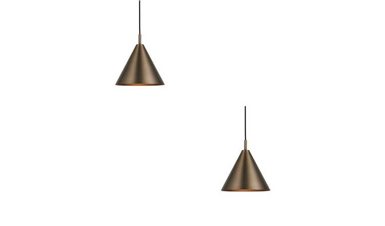 Loops Direct Set of 2 Steel Pendant Light - Brushed Antique Bronze