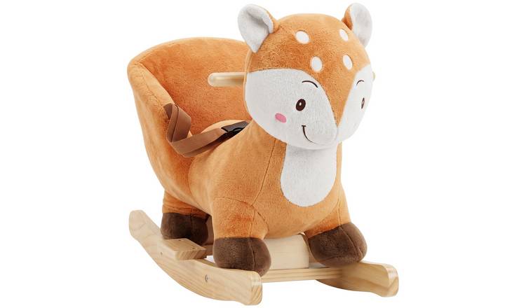 AIYAPLAY 1-3 Years Plush Animal Sounds Rocking Horse – Red Brown