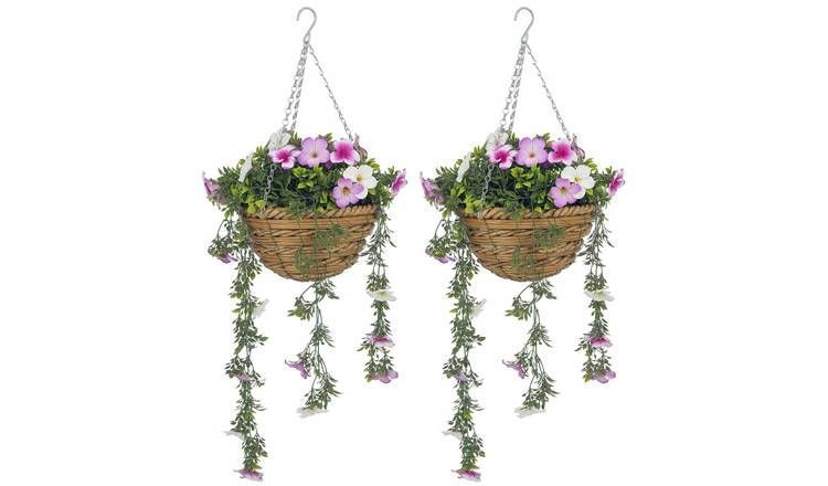 HOMCOM Set of 2 Azalea Basket Artificial Plant