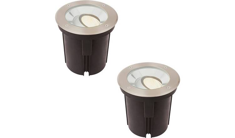 Loops Direct Pack of 2 18.5cm IP67 LED SS Ground Light - Brushed Stainless