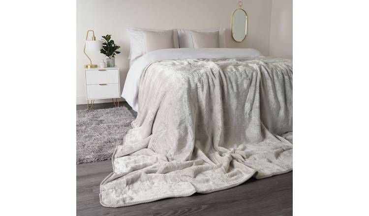 OHS Mink Faux Fur Blanket Throw 200 x 240cm - Silver