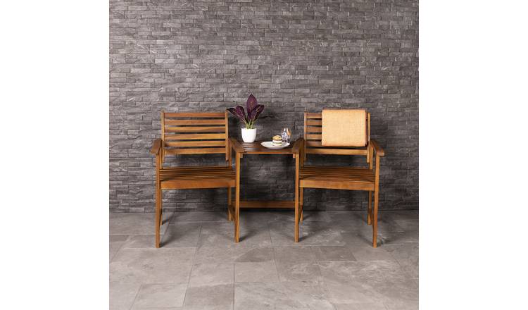 Charles Bentley 2 Seater Acacia Wooden Companion Seat with Parasol Hole Shelf