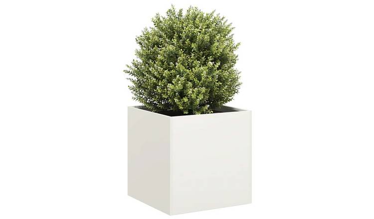 Walplus Steel Garden Planter - White V3 - 40 x 40 x 40 cm