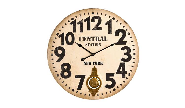 Orsina Crawley 58cm Dia Vintage Style Wall Clock - Black and Brown