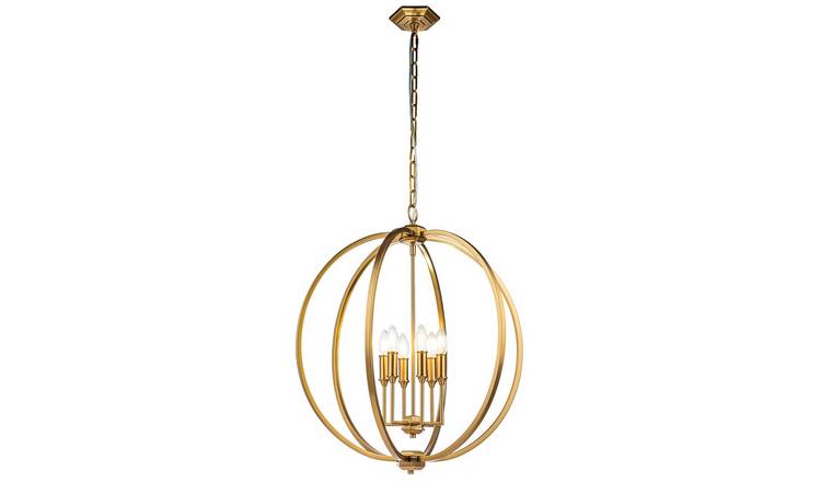 Elstead Feiss 6 Arm Pendant Light - Burnished Brass