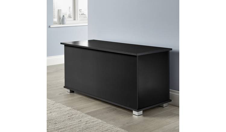 Home Source Malmo 1 Lift-Up Lid Storage Ottoman - Black