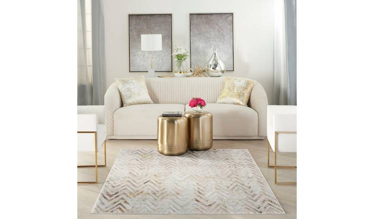 Mega Flooring White Modern Abstract Rug - 69 x 229cm
