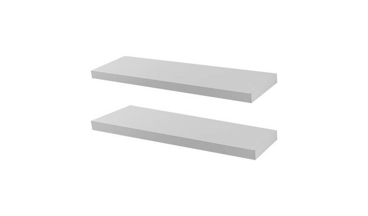 Harbour Housewares Modern Floating Wall Shelves - White - Set of 2