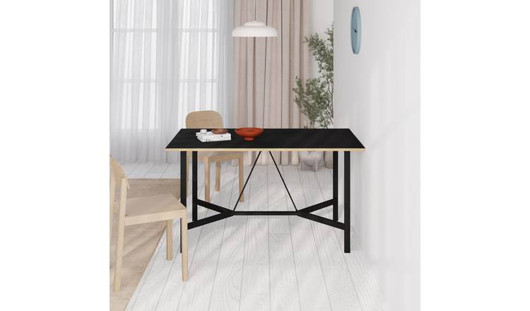 Decortie Dalma Wood Effect Rectangular Dining Table - Black and Brown