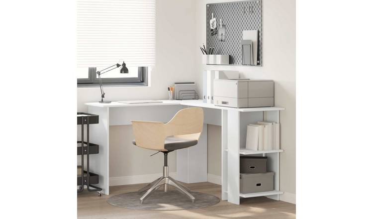 Walplus Engineered Wood Corner Desk - White - 140 x 113.5 x 75 cm
