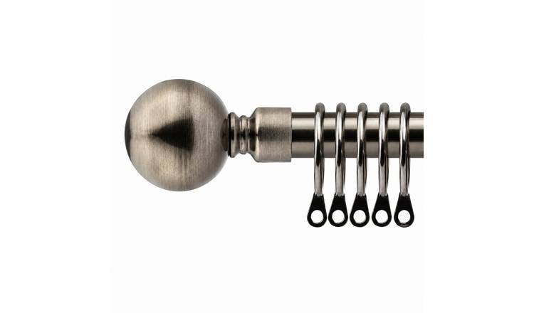 New Edge Blinds 16-19mm Black Silk Ball Extendable Curtain Pole - 160cm - 300cm