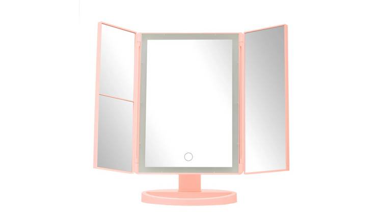 Orsina Cassini Tri Fold LED Table Mirror – Pink