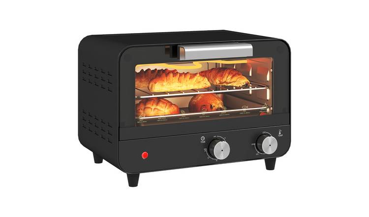 HOMCOM 12L Small Toaster Oven with Glass Door and Timer - Black