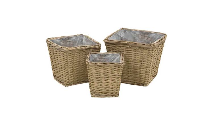 Walplus Pack of 3 Wicker Raised Garden Bed - Brown 20/ - 14 x 20.5 cm