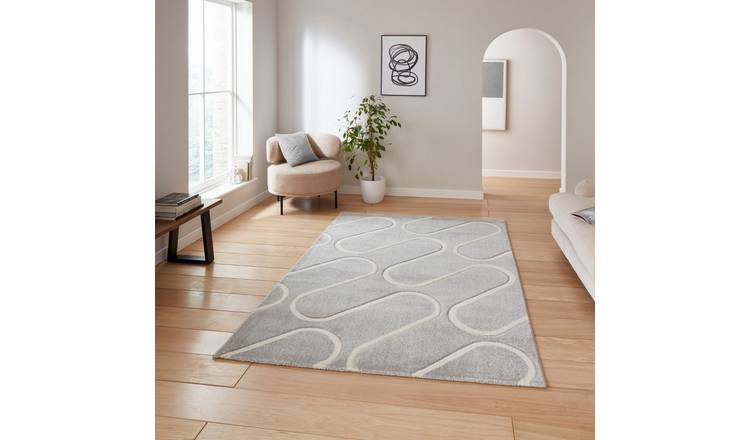 Mega Flooring Grey Modern Geometric Rug - 80 x 150cm